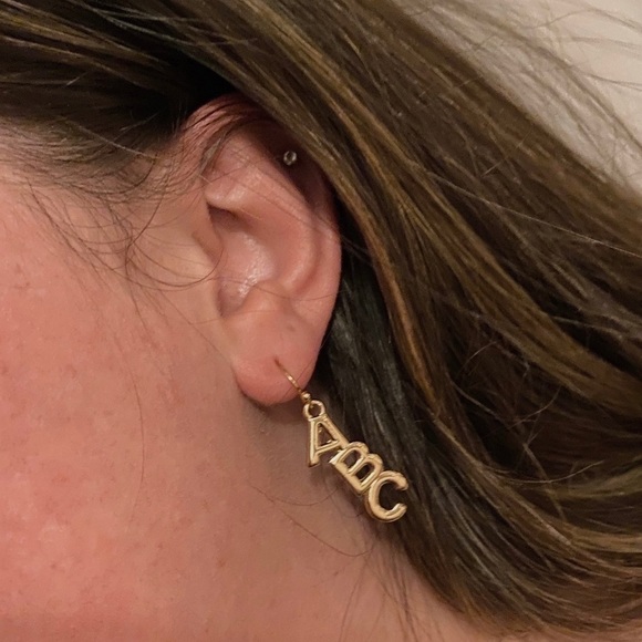 *NEW* Alphabet Dangle Earrings - Picture 2 of 2